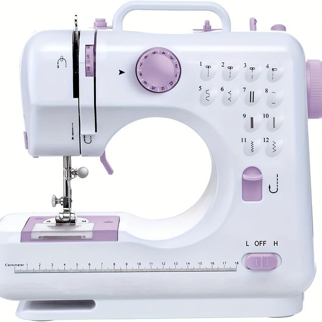 TEMU Sewing Machine Mini Portable Electric Portable Household Overlock 12 Built- With Foot Pedal For Amateurs Beginners Embroidery Safety