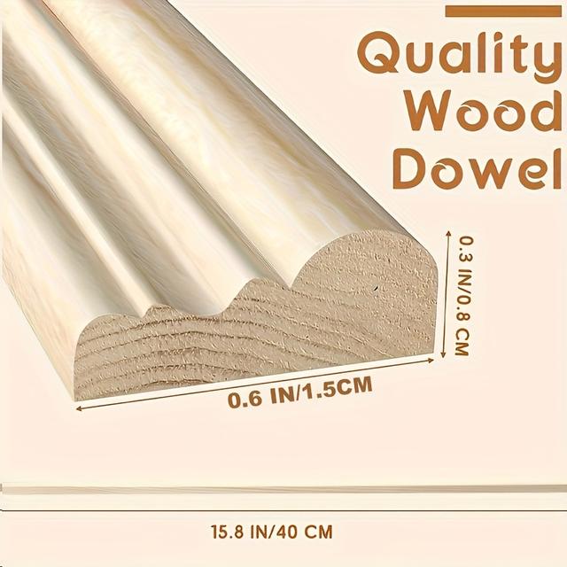 TEMU 10 Stück Wandleisten, Holzlamellen-Verzierungen Unbehandelt Rillenverzierte Holzleiste Dekorative für DIY Türen, Wände, Tische und Schränke