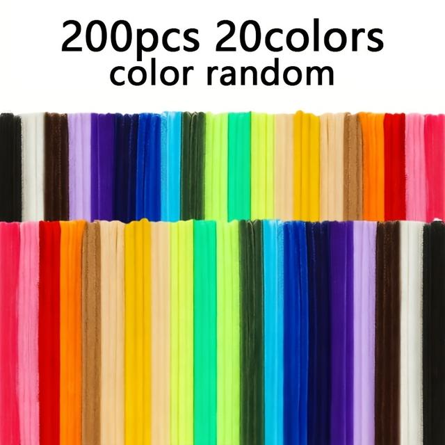 TEMU 200pcs 20 Colors Pipe Cleaners Set - Flexible Craft Chenille Stems For Art Creative Decorations Birthday Christmas Gift