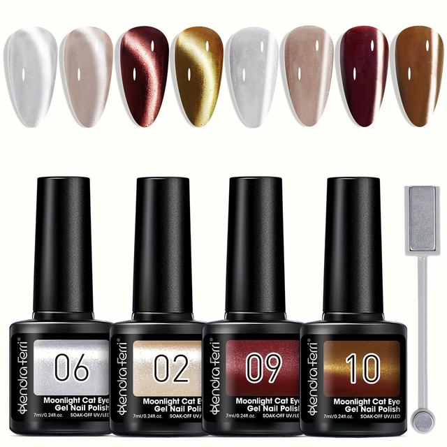 TEMU Set de 4 piezas de gel de uñas magnético con imán, gel de uñas LED semipermanente para salón de uñas, y de uñas