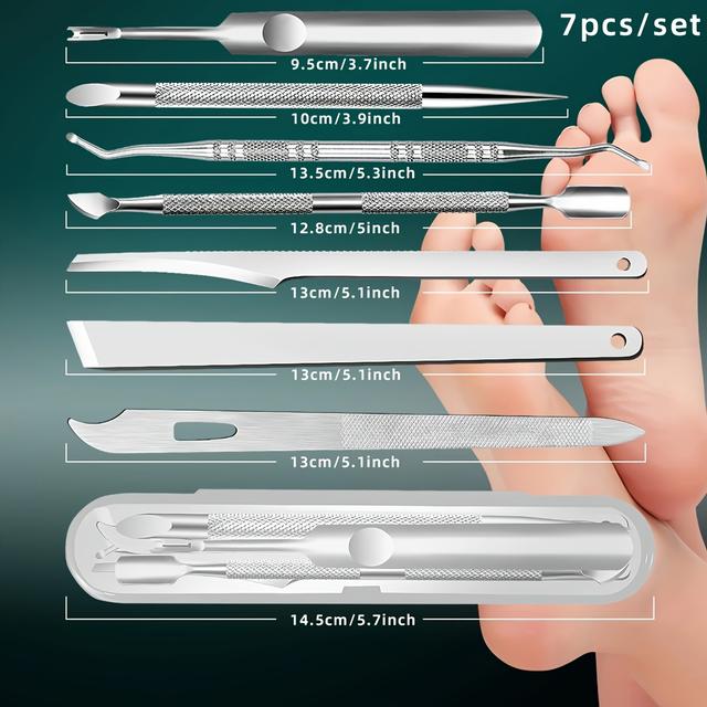 TEMU 7pcs Nail Care Kit Precision Cuticle Remover & Trimmer Set - Includes Nail File & Cleaner - Unscented, Perfect Gift For Women, Dead Light Beige, Gifts, Elderly