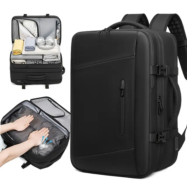 TEMU Sac à dos de voyage avec compression sous vide , extensible avec pompe pour voyage .