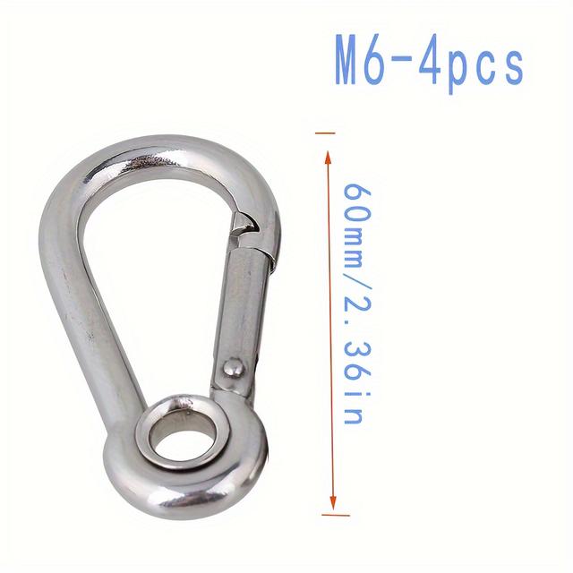 TEMU 304 Stainless Steel Hole Hook With Hole Spring , Keychain, Pet Rope