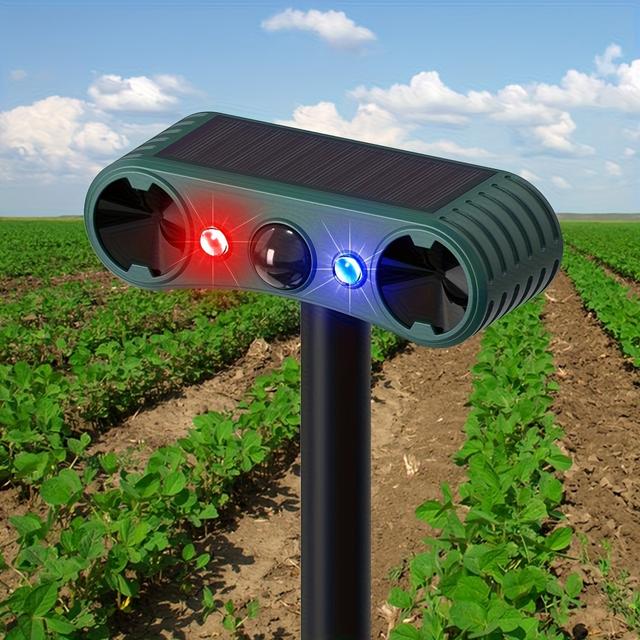 TEMU Enhanced Solar-powered Motion Detection Alarm Featuring Infrared Technology, Outdoor Motion Sensors With A 129db Sound And Red/blue Flashing Lights