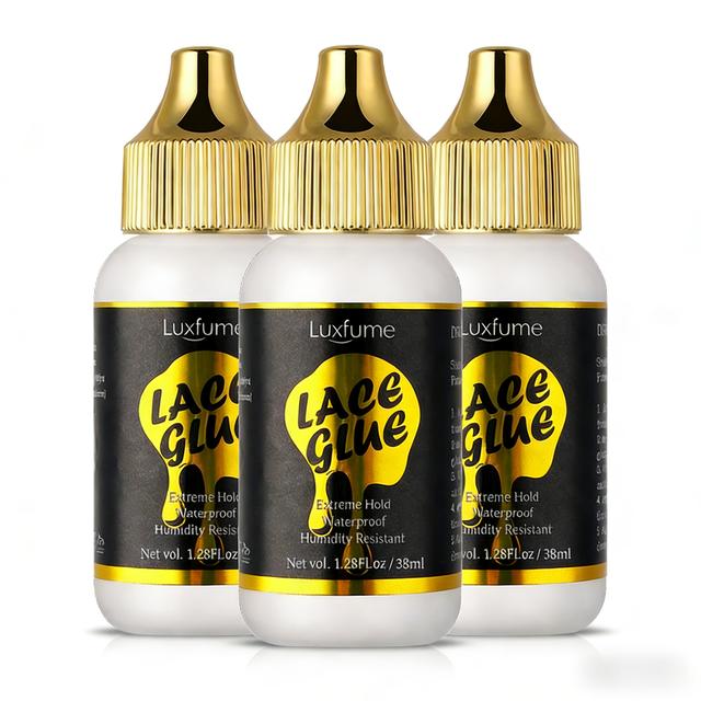 TEMU 3pcs Luxfume Invisible Waterproof Lace Front Glue | Extreme Hold For Wigs, Liquid Container