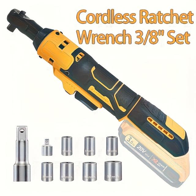 TEMU Cordless Ratchet Wrench Compatible With 20v , 3/8" Electric Ratchet Set 45 Ft-lbs (.m), Variable Speed Control, 400 Rpm Power, 8 Sockets (9/10/11/12/13/14/15/17mm) - No Battery