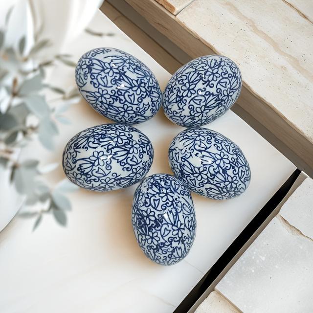 TEMU 5 -painted Ceramic Egg Hanging Ornaments For Easter Christmas Decorations