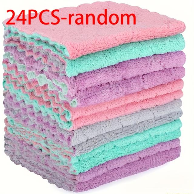TEMU 24 darabos mikroszálas mosogatókendő készlet, sokoldalú törlőkendők edények mosogatásához, kétoldalas tisztítókendők, mosogatózsákok, tisztítóeszközök és konyhai kellékek