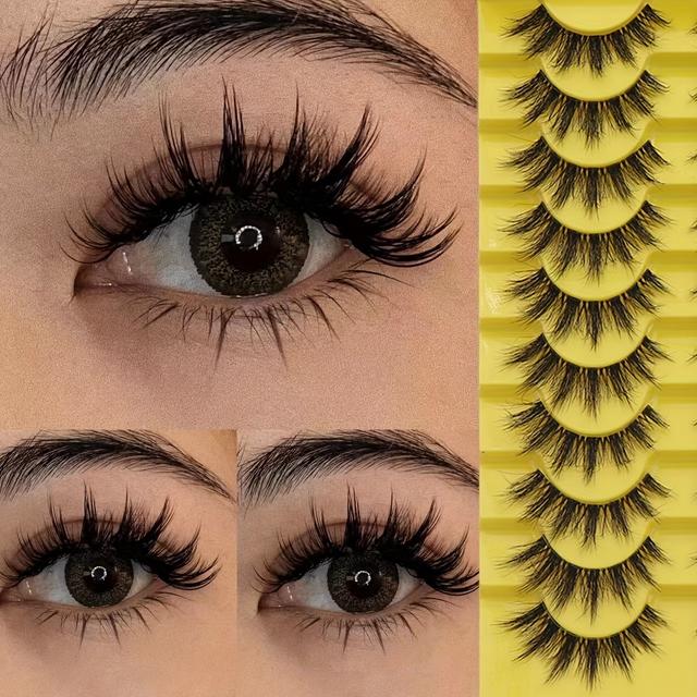 TEMU D Fluffy Mink False Eyelashes - 6-13mm, Reusable & Beginner-friendly For Stunning Looks, Full &