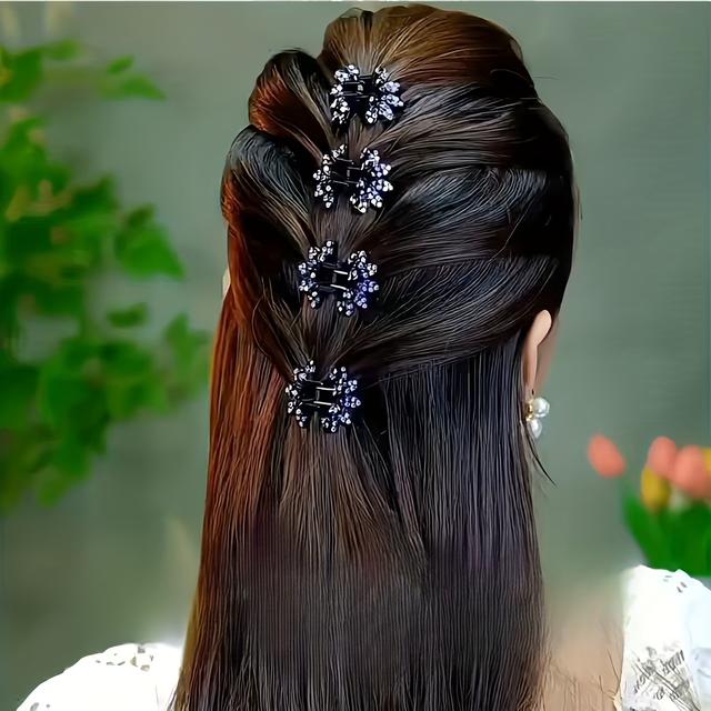 TEMU 3개 묶음 4개 피쉬본 숄 반 매듭 헤어 클립 (꽃과 장식), 여성용 신상 고급 뒷머리 번 헤어 클립, 완벽한 휴일 선물