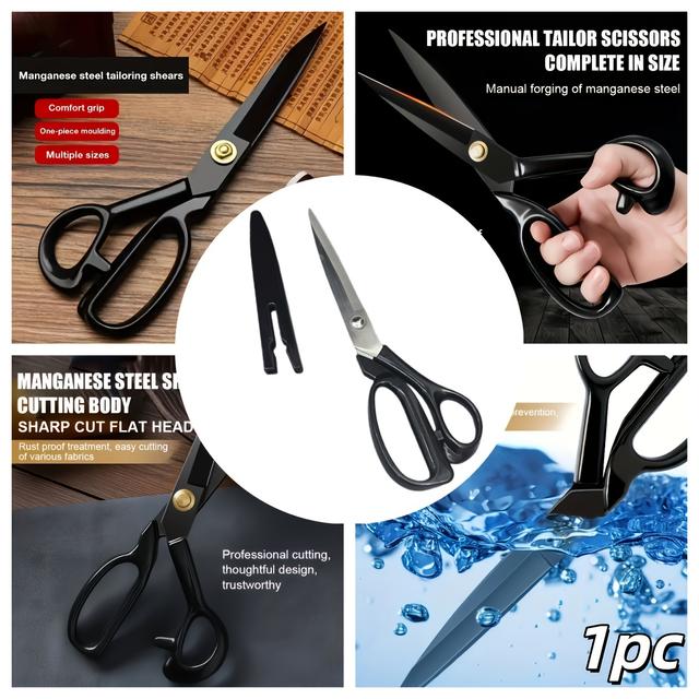 TEMU 1 шт. Професійні кравецькі ножиці - Лезо з високовуглецевої молибденової сталі, нержавіюче, ергономічна ручка, підходять для виробництва одягу / шиття / різання тканини, , гелловінський подарунок