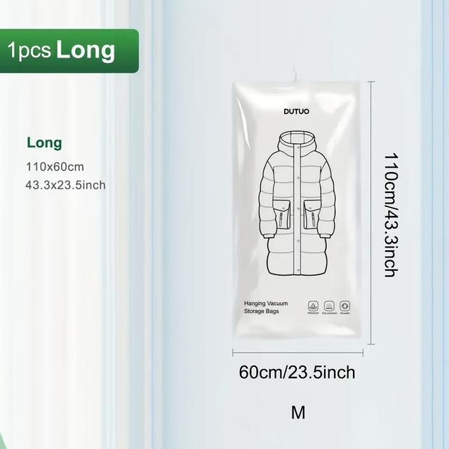 TEMU Hanging Vacuum Compression Bag For Down Jackets, Clothing Storage Bag, Household Extra Large Size, No Pump Required