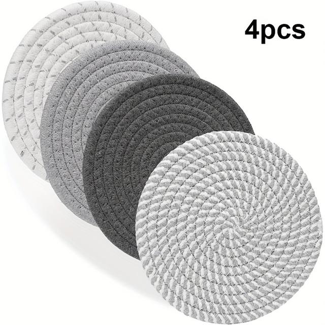 TEMU 4pcs 7inch Heat Insulation Mat Set, Durable Kitchen Hot Pad And Pot Mat, Protect Countertops And Table Mats, And Farmhouse Decor