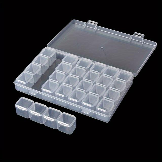 TEMU 1pc Transparent Portable Jewelry Bead Bead Storage Box, Diamond Painting Nail Art Tool Organizer, Jewelry Organizers