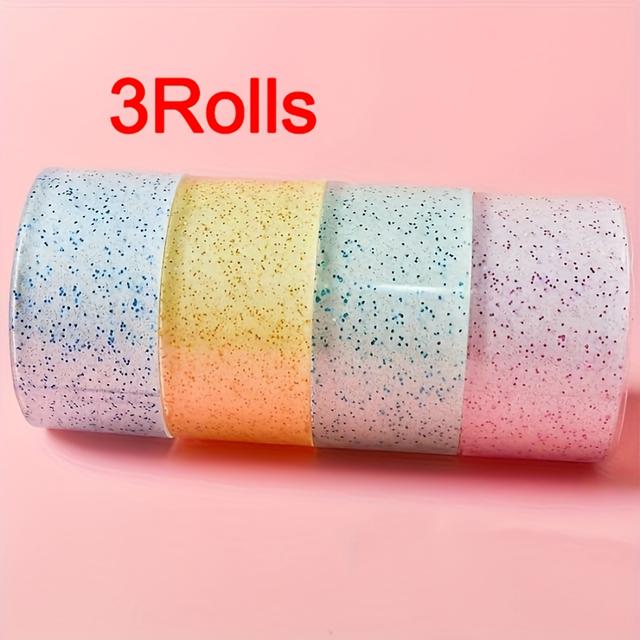 TEMU Willekeurige Kleurenserie Groot Formaat 1/3 Rollen Breedte: 5cm Lengte: 10cm Levendige Nano Dubbelzijdige Tape - Herbruikbaar, Sterke Lijm voor Thuis, Kantoor & Klaslokaal met Pailletten