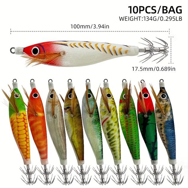 TEMU 10pcs/bolsa Señuelo de Pesca Horizontal de Señuelo de Pesca de de Madera Señuelo de Pesca de Jigging