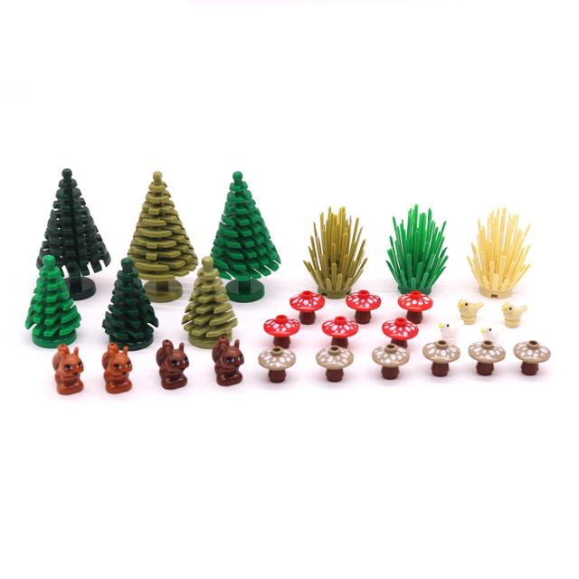 TEMU 1 set de bloques de construcción de bosque DIY, material ABS, árboles de , ardillas, arbustos, hongos, compatible con las marcas, paquete de de de bosque n.º 3471 2435 6064 52208