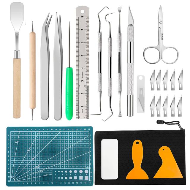 TEMU 27 Pezzi Set di Strumenti per con Tappetino da Taglio, Kit per Scrapbooking, Strumenti per Fai da Te, Kit di Precisione per Rimozione