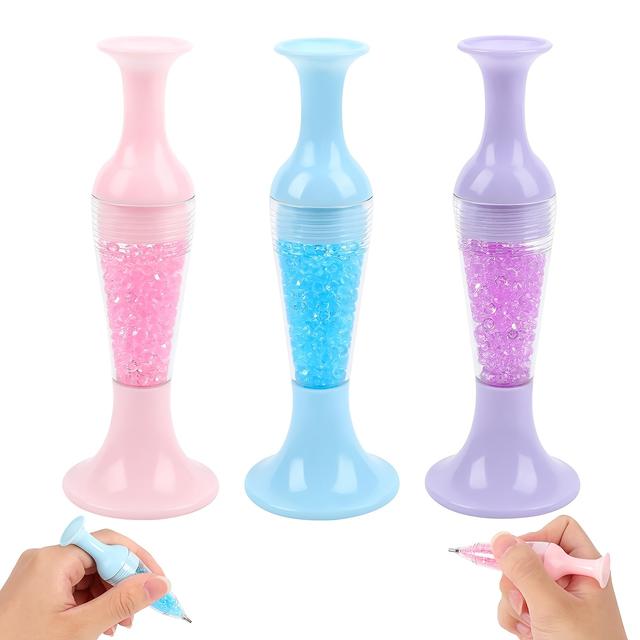 TEMU 3 Stück Diamantkunststifte, Diamantmalstifte, Blumentopf-geformtes Bohrstiftpen, Diamantkunstmalerei-sets, für Nagelkunsthandwerk