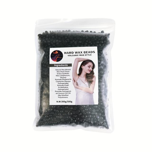 TEMU Painless Black Seaweed Hard Wax Beans For Hair Removal - 300g, Hypoallergenic & Natural, Ideal For Full Body, Legs, & Back, Suitable For Types