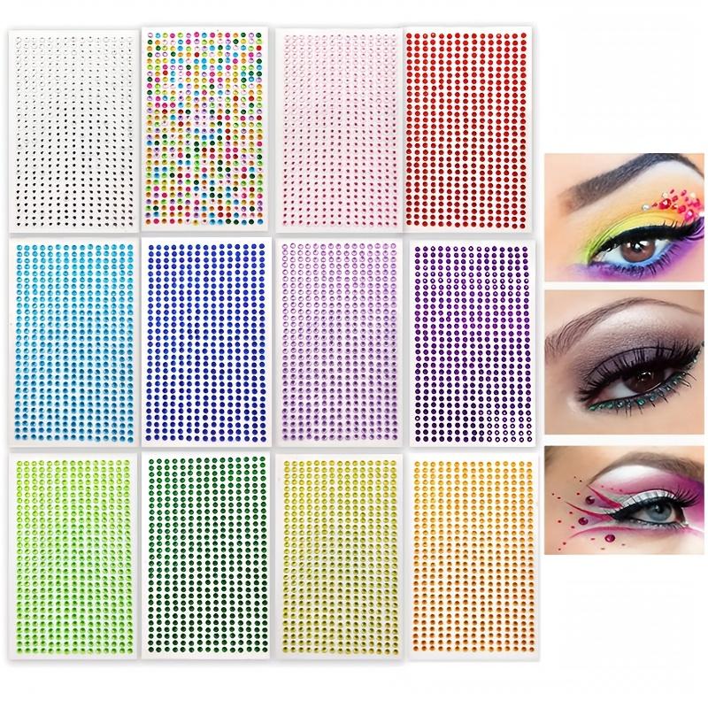 TEMU 12 Sheets Of Combined Shiny , Corner Of Gem Stickers, Face Decoration Stickers, 12 Colors A Set