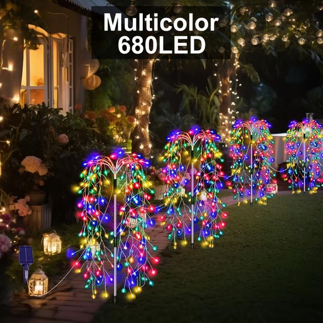 TEMU 4pcs Solar Lights, Ip44, 8 , Christmas Halloween Party Lights For Rv Camping, Outdoor Decorations, Ideal For Outdoor Gardens, Patio, Shopping Malls