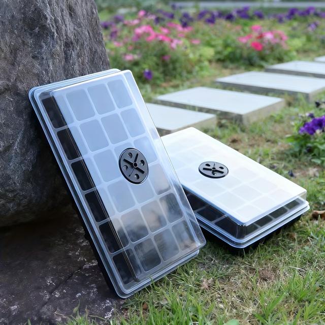 TEMU Skládačka na semena s kopulovitými buněčnými tácky, tácek na klíčení rostlin s větraným víkem a základnou, miniaturní skleník pro pěstování