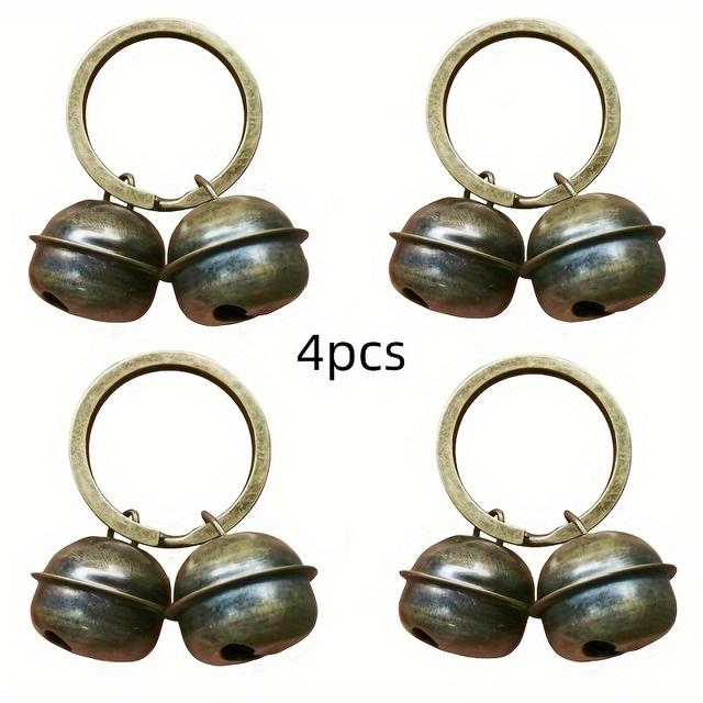 TEMU مجموعة من 4 أجراس طوق للحيوانات الأليفة للقطط والكلاب، تتميز بمواقع، أجراس مستديرة ثنائية اللون عتيقة، وأجراس معلقات مفاتيح مصممة للتدريب المضاد للفقدان، 4 قطع