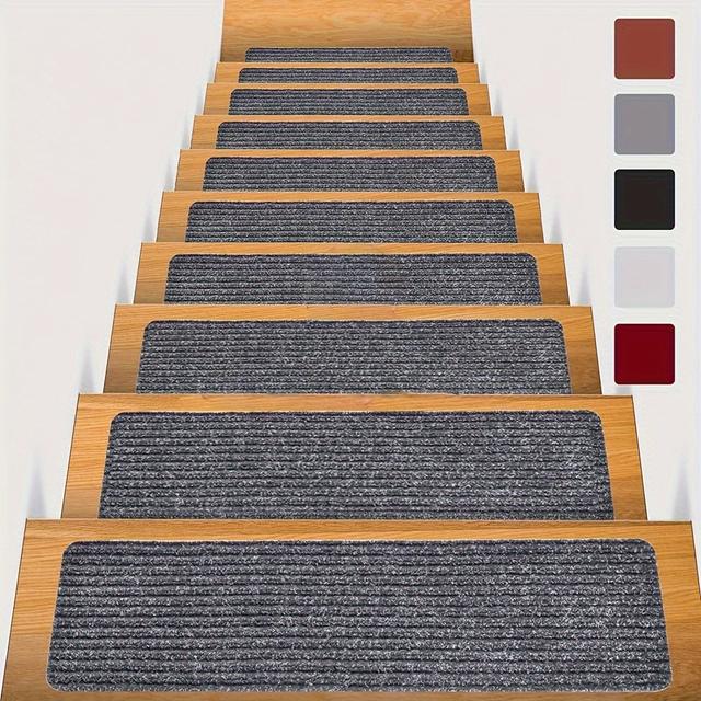 TEMU Limdirem 8" X 30" (15 In Pack) Light Grey Non-slip Carpet Stair Treads Safety Rug Slip Resistant Indoor Runner For Kids Elders And Pets With Reusable Self-adhesive