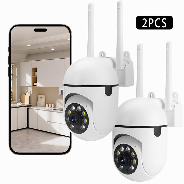 TEMU 2pc Smart , Night Vision Wireless 1080p Hd Indoor Camera With 2-way Audio, 2.4g Wifi Pan/tilt Zoom Security Cameras For Kids, Elderly & Pets