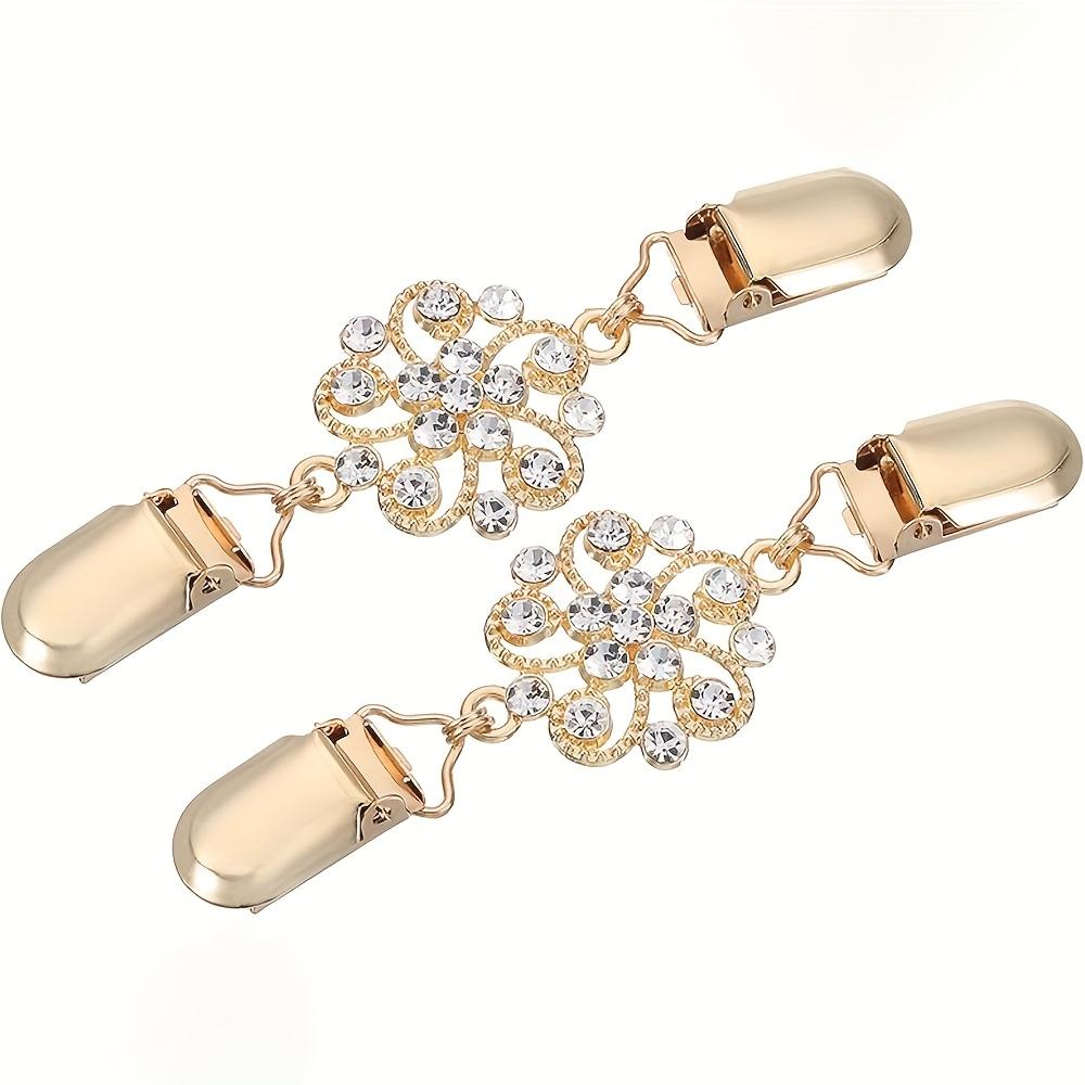 TEMU 2pcs Flower Sweater Clips Cardigan Collar Clips Shawl Clips Dresses Clip Clothes Clips For Women