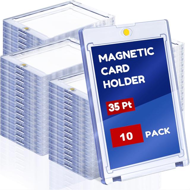 TEMU 10/20 Magnetyczne Kieszonki na Karty, 35pt Ochronne Karty z Jednym Dotknięciem, UV-ochronne Twarde Plastikowe, Idealne do Kart Kolekcjonerskich, Sportowych, Piłkarskich i Baseballowych