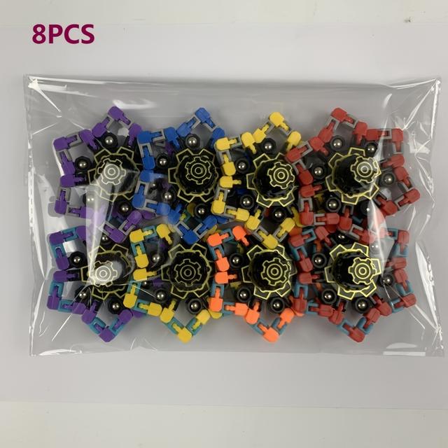 TEMU Unpowered 8pcs Mechanical Gyro, Including 4 Types Of Night Light Unpowered And 4 Regular Models, Deformable Into Various Shapes