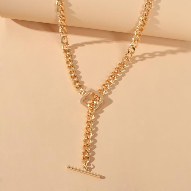 TEMU Street Statement Jewelry Y Link Chain Minimalist Square Collar Necklace