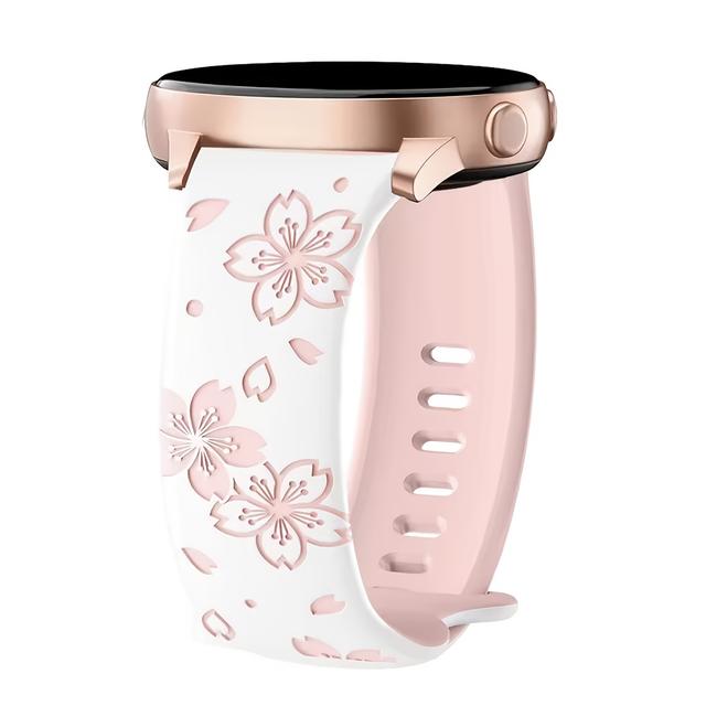 TEMU Compatible With T3 20mm 22mm Cherry Carved Dual-color Silicone Strap For Smartwatch & Fitness Trackers