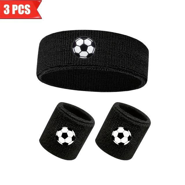 TEMU 3-teiliges Sport-Stirnband- und Handgelenkband-Set | Geeignet für Badminton, Laufen, Hohe Elastizität, Atmungsaktiv, Bequem, Strickstoff