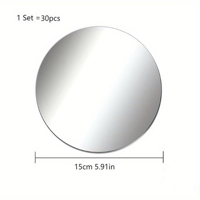 TEMU 30pcs Acrylic Round Mirror Candle Holder Set, Circular Mirrored Trays, Suitable For Table Centerpieces, Wedding Decorations, And Christmas Decor, 15cm.