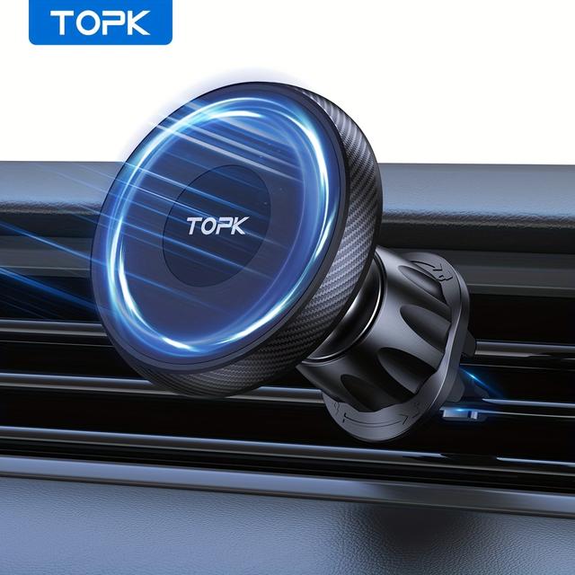 TEMU Topk For Strong Car Mount, 20 Strong Magnets 2024 New 360° Magnetic Car Phone Holder Vent, Fit For Iphone 15 Pro Plus Max 14 Mini Case