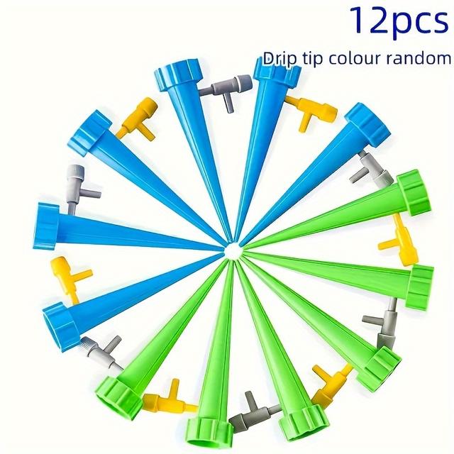 TEMU 24-Unidades de puntas de riego de plástico ajustables, conector universal para de riego por goteo para jardín interior y exterior, no requiere batería