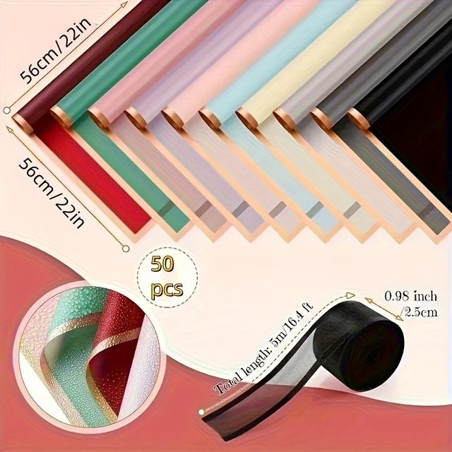 TEMU 50/100pcs, 10 , Flower Wrapping Paper, And Rose Korean Mesh Translucent Gift Wrapping, Bouquet Wrapping Materials, Wrapping Paper, Bouquet Supplies, Gift Wrapping Paper