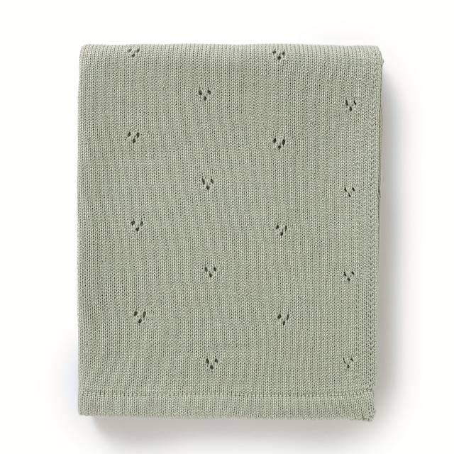 TEMU Enfärgad ihålig babyfilt i stickat tyg med små blommor, beige ljusgrön babyfilt, babyfilt, för och hemmabruk, multifunktionell stickad filt, 90 * 70 cm akryl och