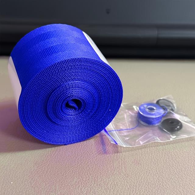 TEMU Jdm .8cm X 3.6m Blue Knit Fabric Car Interior Decorative Strap - Universal Fit