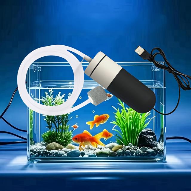 TEMU Mini USB Akwarium Pompka Tlenu, Cichy Oksygenator do Użytku Domowego, Przenośna Mała Pompka Tlenu do Wędkowania na Zewnątrz B1, Bez Baterii