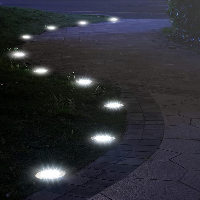 TEMU Advwin 12 Pack Solar Garden Lights, Solar Lights Outdoor, Solar Ground Light For Pathway, Patio, Walkway, Path, Driveway, Lawn, Landscape Lighting (white)