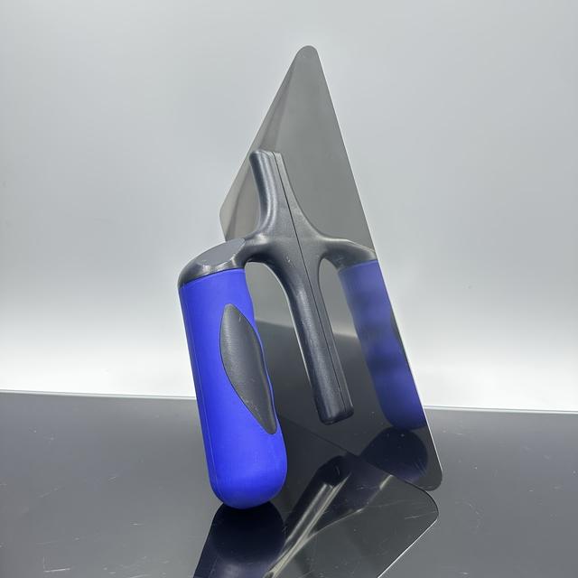 TEMU Heavy-duty Blue-grip Stainless Steel Trowel - For Effortless Masonry & Concrete Application, Durable Metal With Non-slip Handle, No Battery Neede