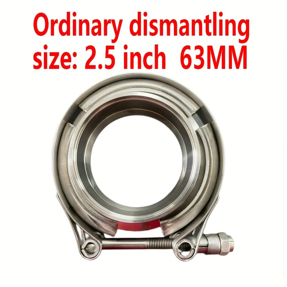 TEMU Eplus 1pc 2 Inch/2.5 Inch/3 Inch Stainless Steel Exhaust Clamp, With V- Clamp, Automotive Tailpipe Modification Male-female Flange Clamp, For Turbo Pipe Performance Exhaust System Clamp Kit