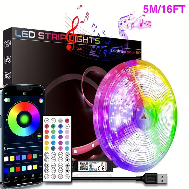 TEMU Nbbuff Led Lights For Bedroom, 3ft-100ft Smart App Control Music Sync Color Changing Strip Lights With Remote And Timing, For Room Home Party Decoration