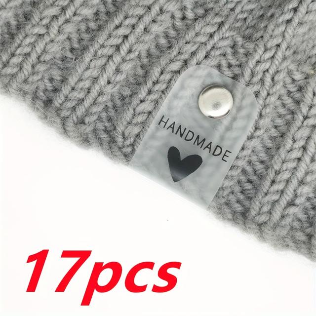 TEMU 17 szt. Przezroczystych etykiet z ręcznie robionymi serduszkami