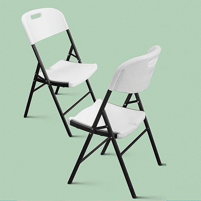 TEMU White Office Folding Chair, Simple Outdoor Plastic Meeting Exhibition, Home Portable Chair, Lightweight And Stylish Combination Folding Chair And Stool