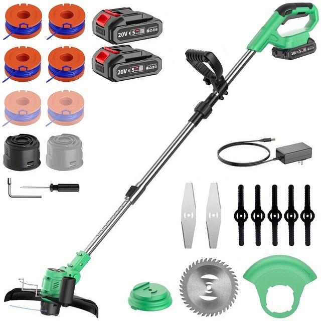 TEMU Tegatok Small Portable Electric Lawn Mower Cordless Li-ion Powered 3-in-1 Multifunctional Garden Tool For Lawn Trimming Edging And Removal With 2 Blades Rechargeable For Yard And Outdoor Care